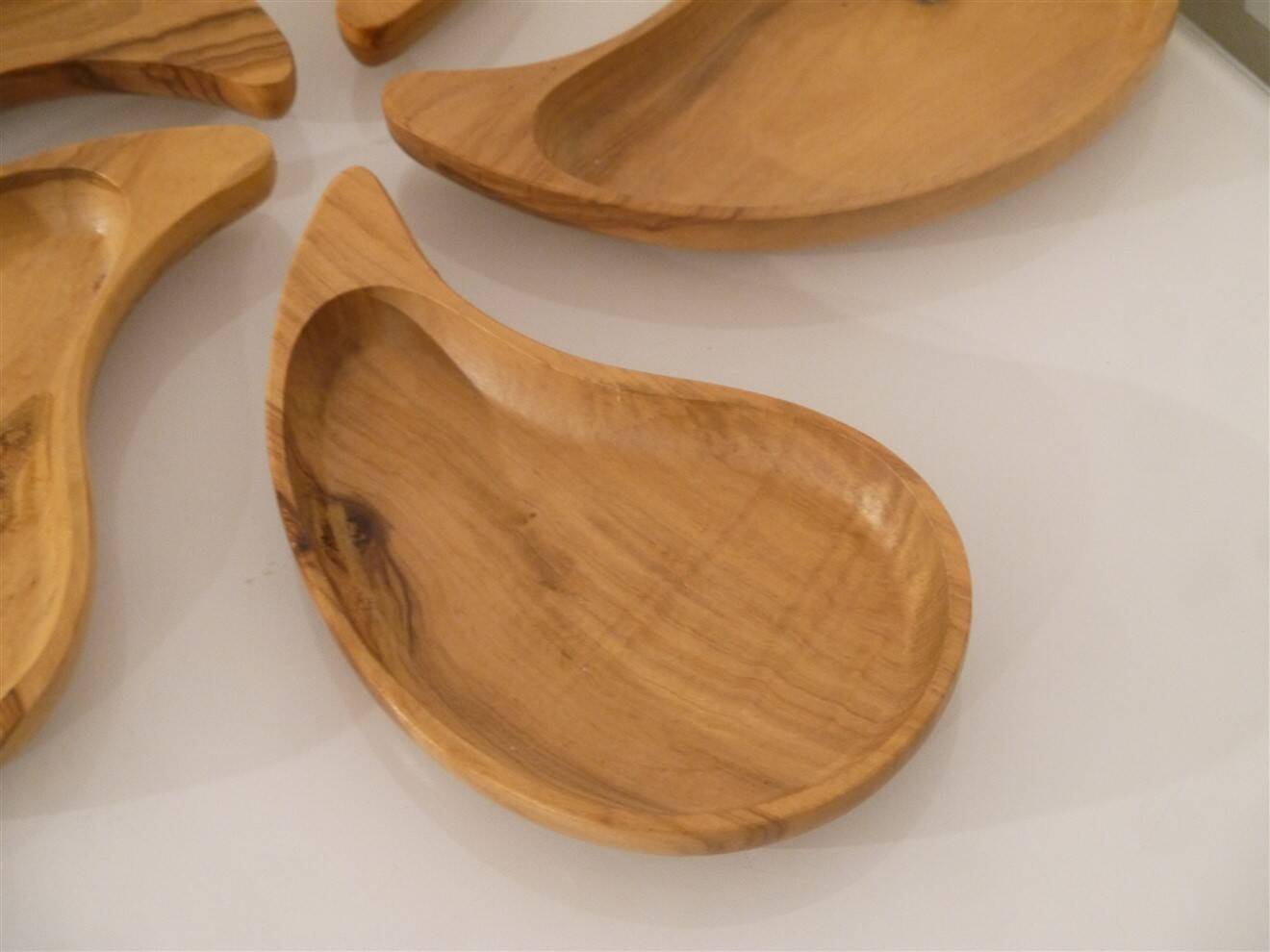 Set of vintage olive wood ramekins from the 1970s.