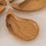 Set of vintage olive wood ramekins from the 1970s.