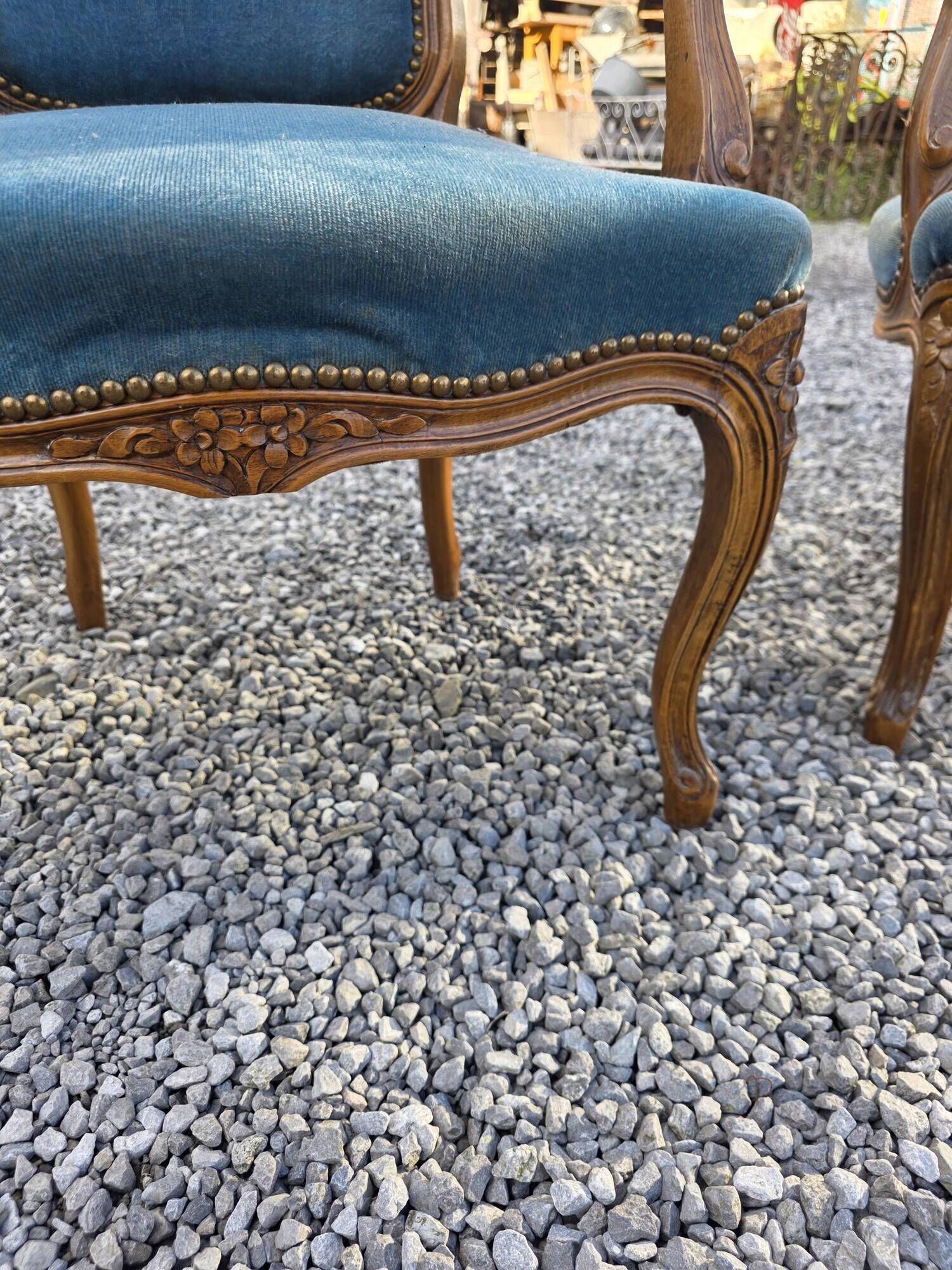 Pair of Louis XV style cabriolet armchairs