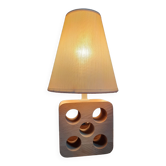 Lampe chevet carré bois naturel, abat jour ecru