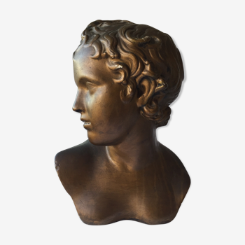 Buste en plâtre eros dieu de l'amour couleur bronze