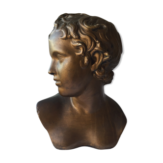 Plaster bust eros god of love bronze color
