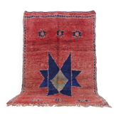 Tapis marocain vintage rouge 183 x 288 cm, tapis en laine berbère, tapis boho fait main