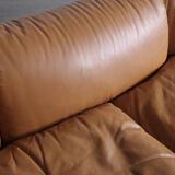 Confidential sofa by Alberto Rosselli for Saporiti in cognac leather, Italy 1970s