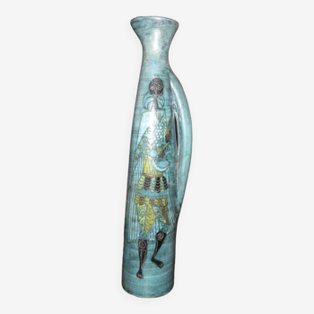 Long ceramic pitcher by jean de lespinasse 1960, l'atelier 55.