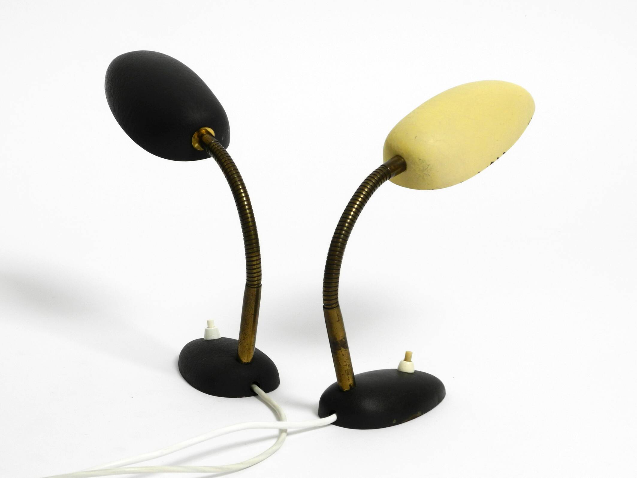 Pair of small 1950s metal table lamps with goosenecks by Gebrüder Cosack