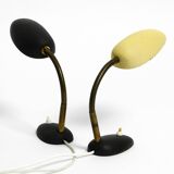 Pair of small 1950s metal table lamps with goosenecks by Gebrüder Cosack