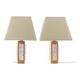 Pair of table lamps in moulded glass and teak Sweden 1960
