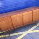 Mid-Century Enfilade by Greaves & Thomas in brown teak veneer, 1960s storage sideboard.