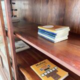 Mahogany sideboard with sliding glass doors