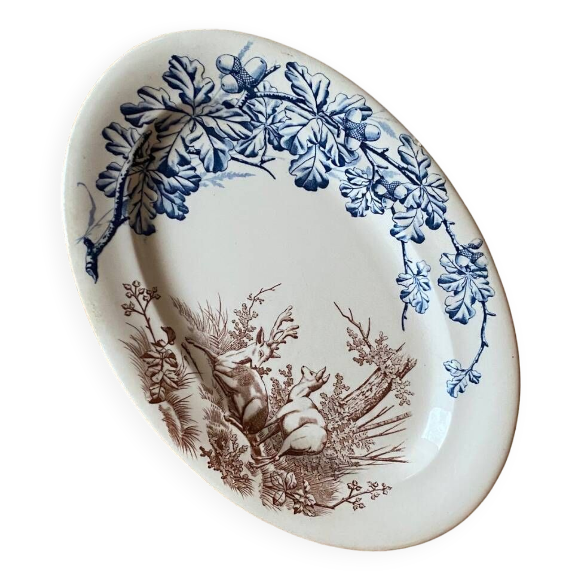 Oval ironstone platter, Hunting pattern