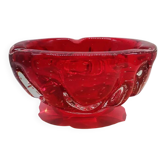1960s ashtray or catch-all in Murano glass with air bubbles.