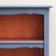 Renovated antique bookcase – Bleu des Vosges library, Libéron and natural wood – H100 cm