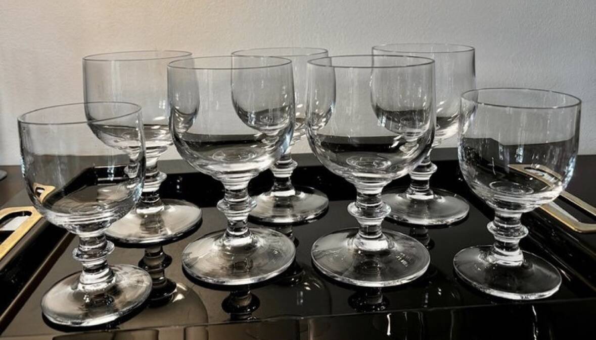 Large crystal beer or dessert glasses, 2 heights