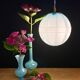 Suspension globe vintage en opaline bleue