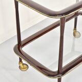 Mahogany brass and glass drinks trolley from italy, circa 1950