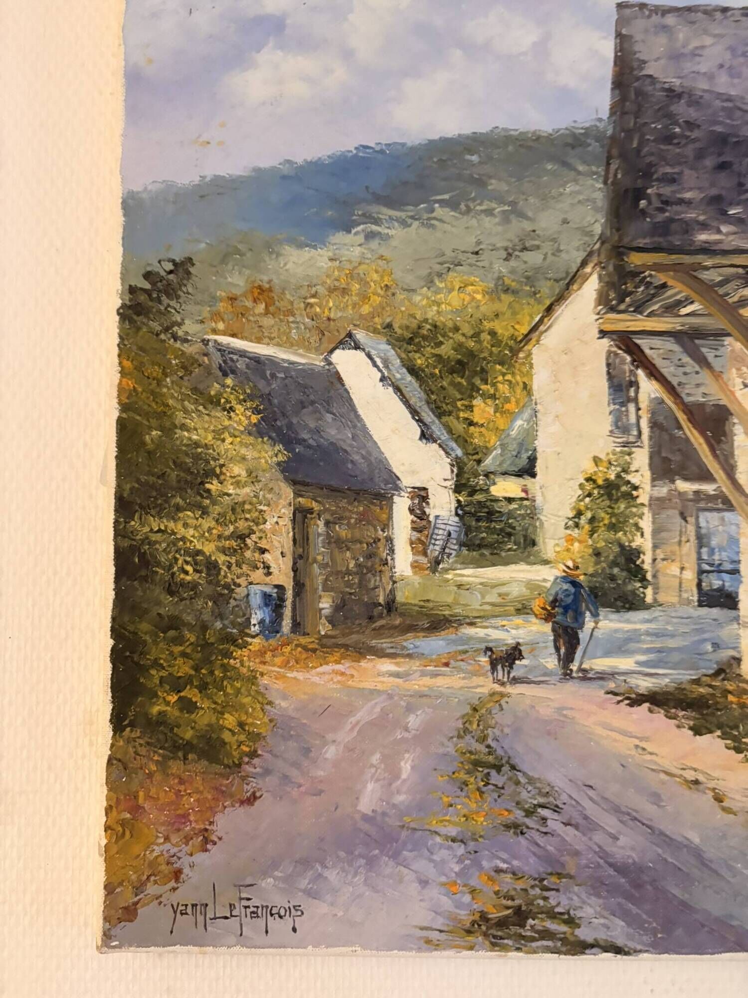 Oil Painting by Yann Le Francois Landscape Cantal Farm Aveyron Signed