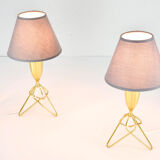 Pair of danish mid-century modern tripod table lamps Eric Merthen