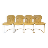 Set of 4 vintage CIDUE chairs – yellow leather – Italy