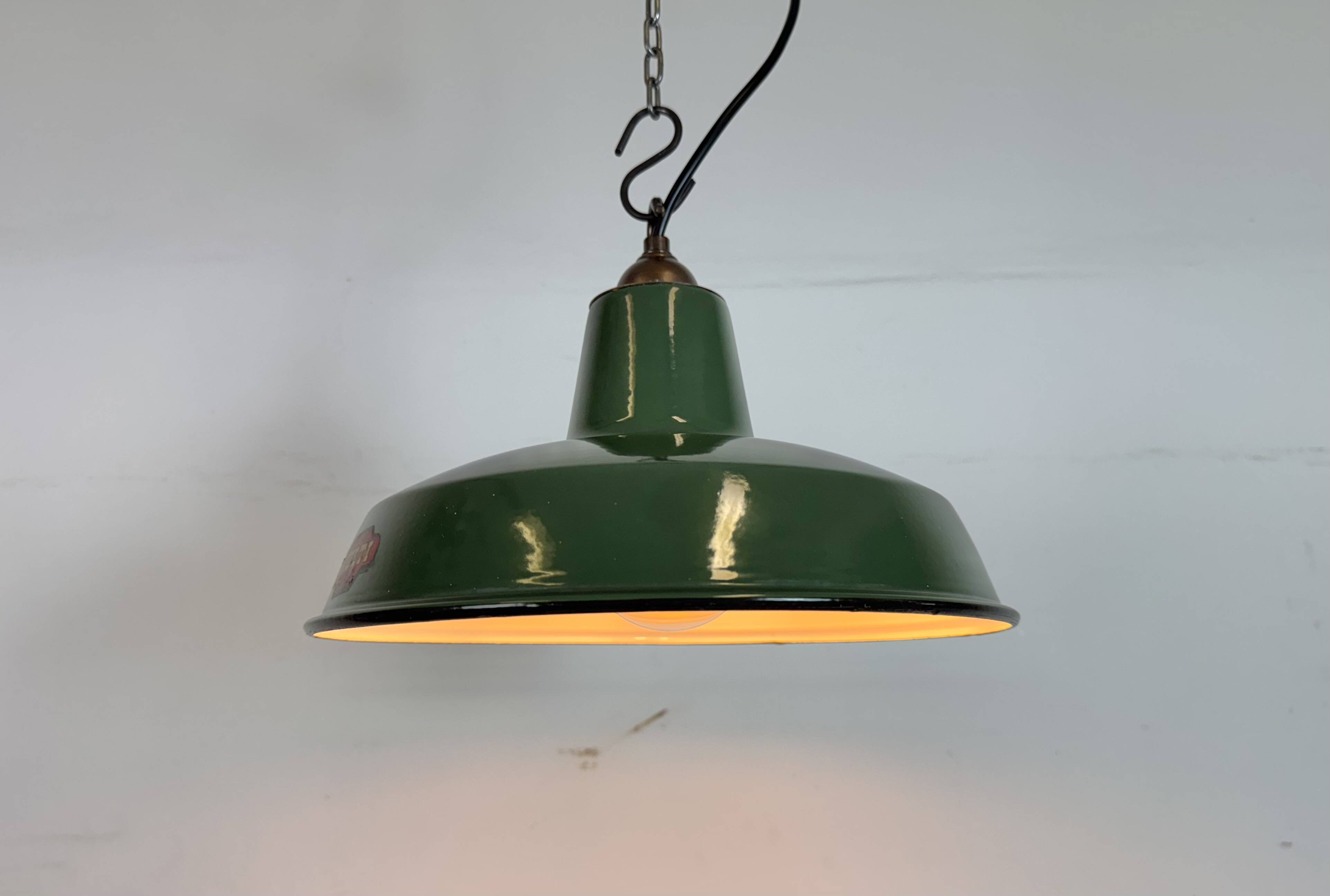 Industrial Green Enamel Factory Pendant Lamp from Multi Electrical Co,1960s