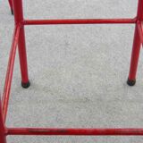 Midcentury set of 3 bar stools in red and black, 1960s-1970s