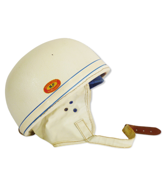 Ancien casque bol de scooter, en cuir homologué NF | Selency