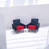 Retro armchair in black and red skai (1)