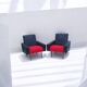Fauteuil retro en Skaï noir et rouge (1)
