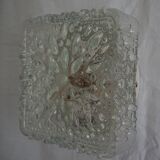 Transparent molded glass ceiling lamp – square shape – floral print.