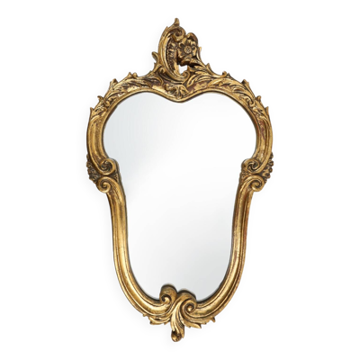 Miroir ovale belge du 20e siècle avec cadre doré de style Louis XV