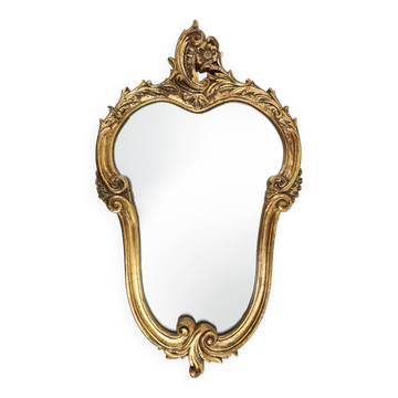 Belgian 20th Century gold framed oval mirror in Louis XV style