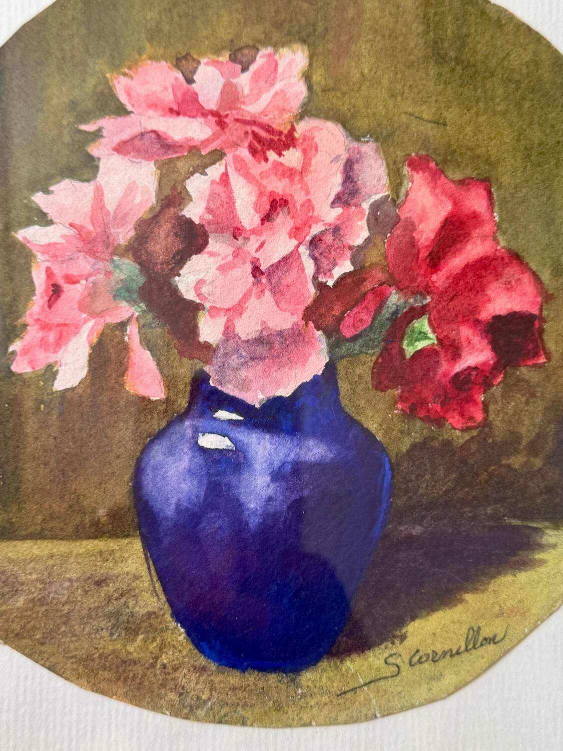 Still life with roses signed Cornillon 20th century