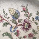 Vintage French round serving plate faience de Rouen, representing a horn of plenty