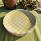 Set of 5 salins flat plates, saint raphael model, yellow checks, 24 cm, 60s