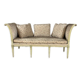 Directoire bench in carved wood and lacquered in shades of green, late eighteenth century