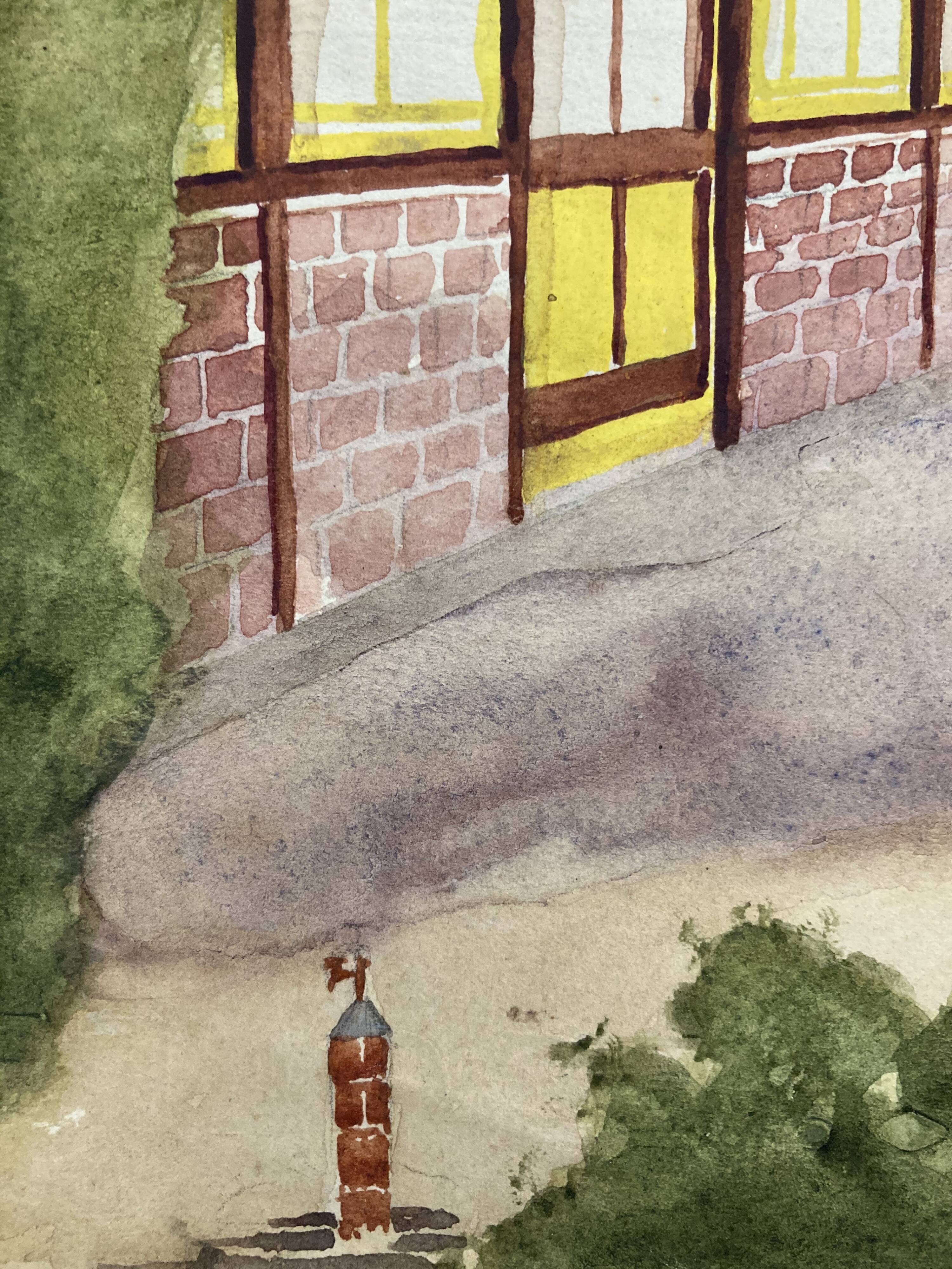 Watercolor landscape with parasols