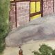 Aquarelle paysage aux parasols