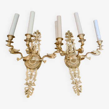 Pair of bronze sconces dore, Empire style