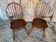 Pair of antique american windsor chairs, turned oak wood, vintage