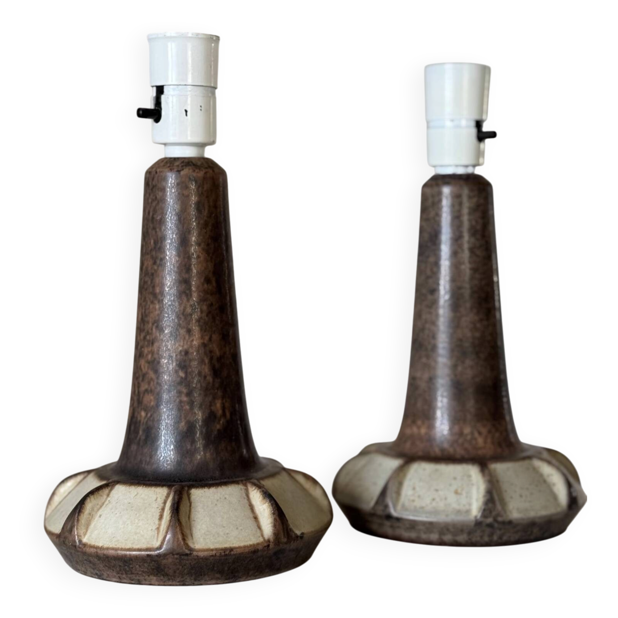 Pair Marianne Starck Stoneware Table Lamps: Michael Andersen Denmark, 1970s