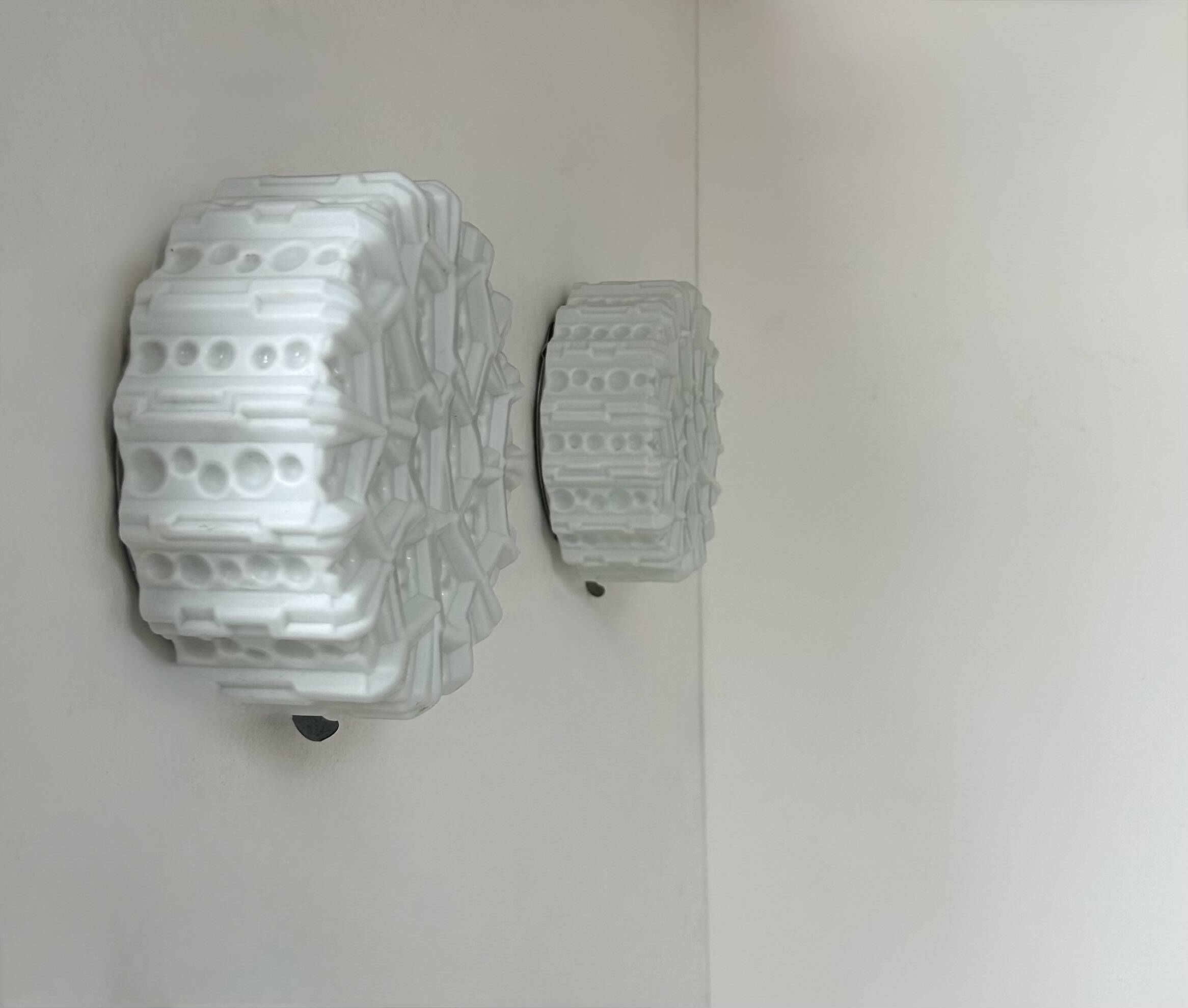 Pair of vintage opaline wall lights, Sweden, 1960s