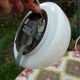 Plafonnier globe rond en verre opaline blanc