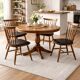 Set of 4 Baumann "Menuet" chairs – stained beech and black faux leather – French design