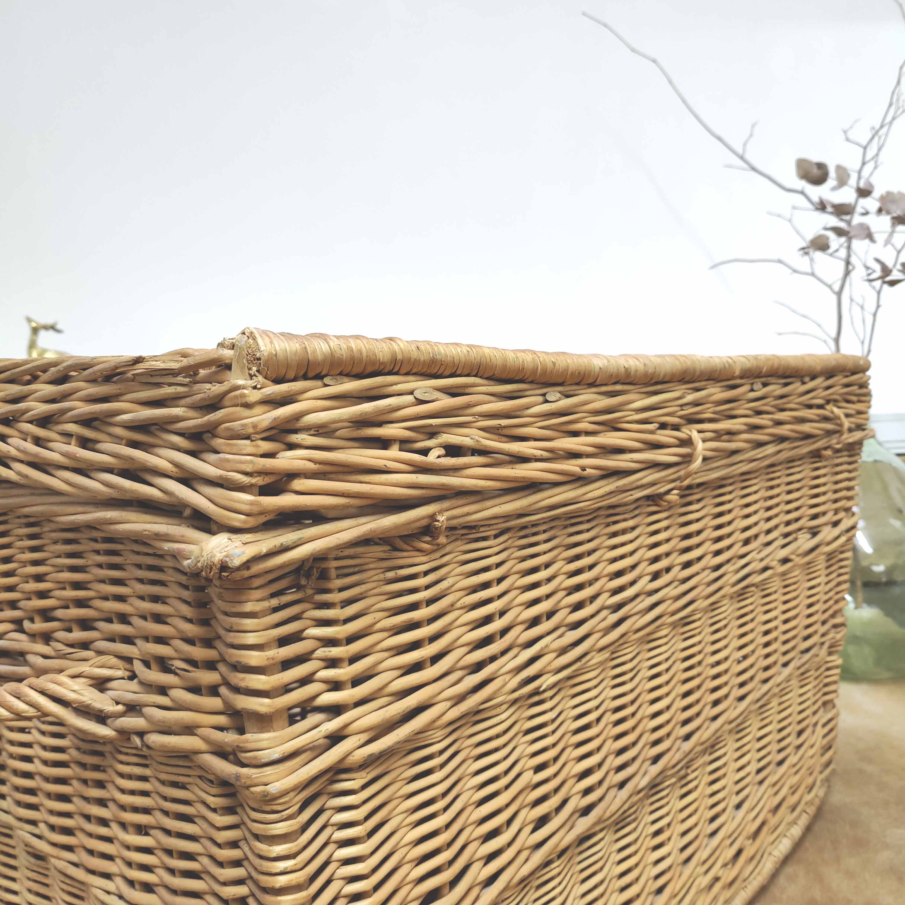 Vintage braided wicker trunk