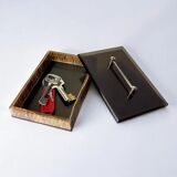 Christian Dior style lucite & rattan vanity box, 1970s