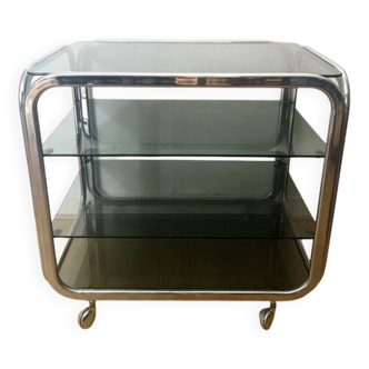 Vintage chrome and smoked glass serving trolley