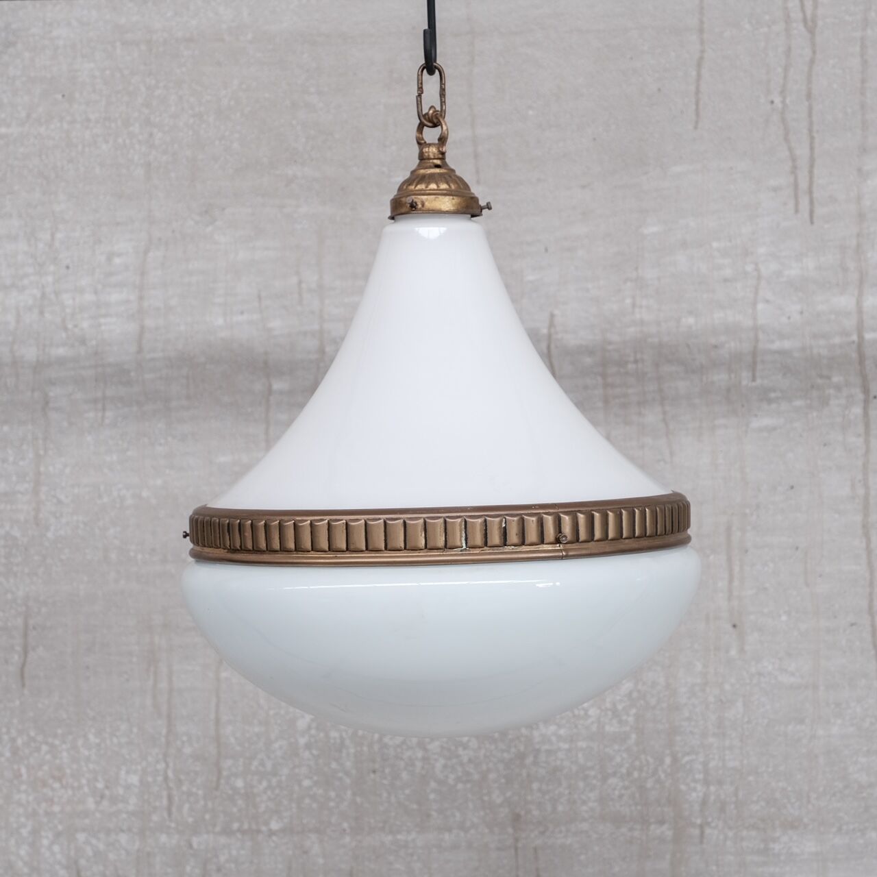 Mid-century opaline and brass pendant light