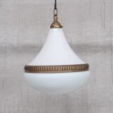 Mid-century opaline and brass pendant light