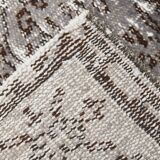 Gray & black floral turkish vintage rug