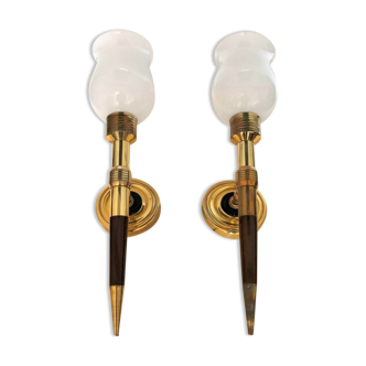 Paire appliques torchères design Arlus années 60